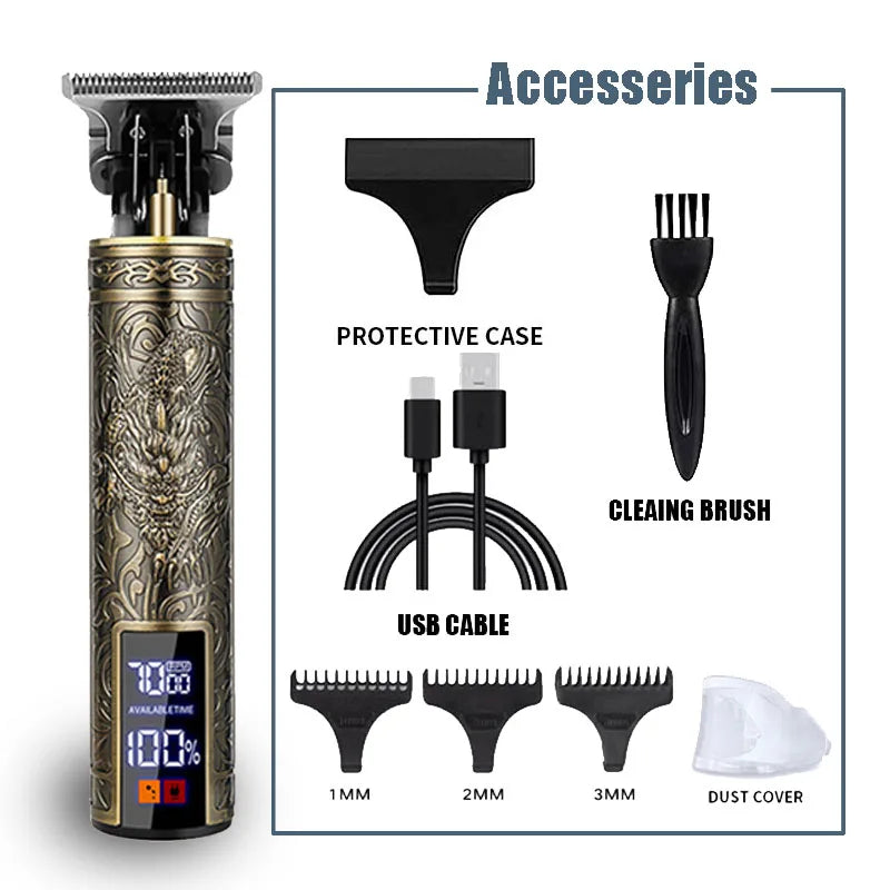Rechargeable Cordless Hair Trimmer — Stainless Steel Blade, 80 Min Runtime, 0.5–1 mm (0.02–0.04 in) Cut
