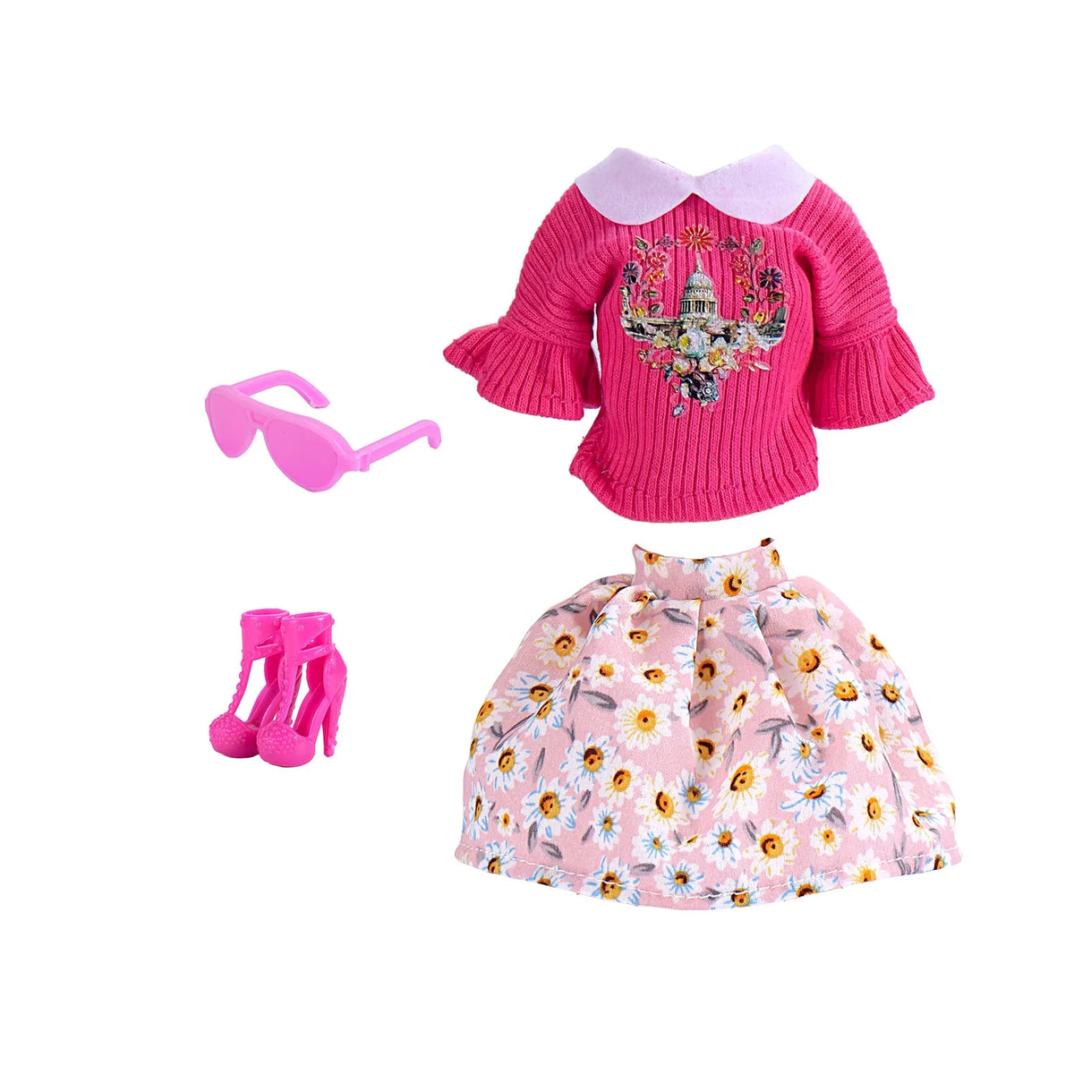 30cm Doll Clothes 1-Set Pink Fashion Outfit - Tops, Skirt, Shoes & Necklace for 11–11.8 in Dolls (BJD, Fashion Dolls)
