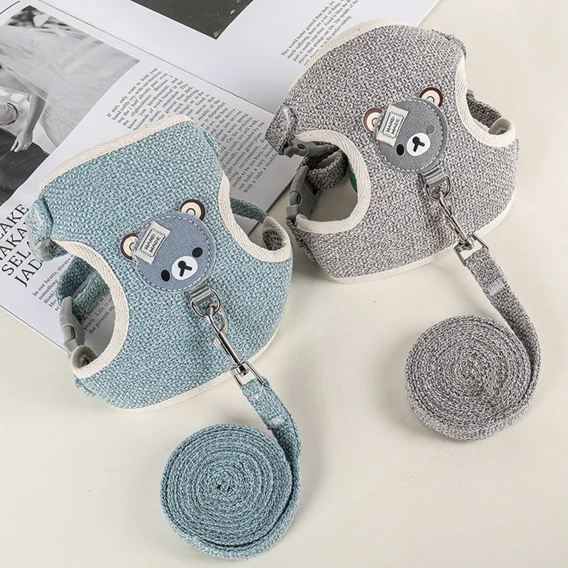 Cute Rabbit & Small Pet Harness Leash Set Padded Adjustable Harness with Leash (Sizes S, M) for Rabbits & Cats