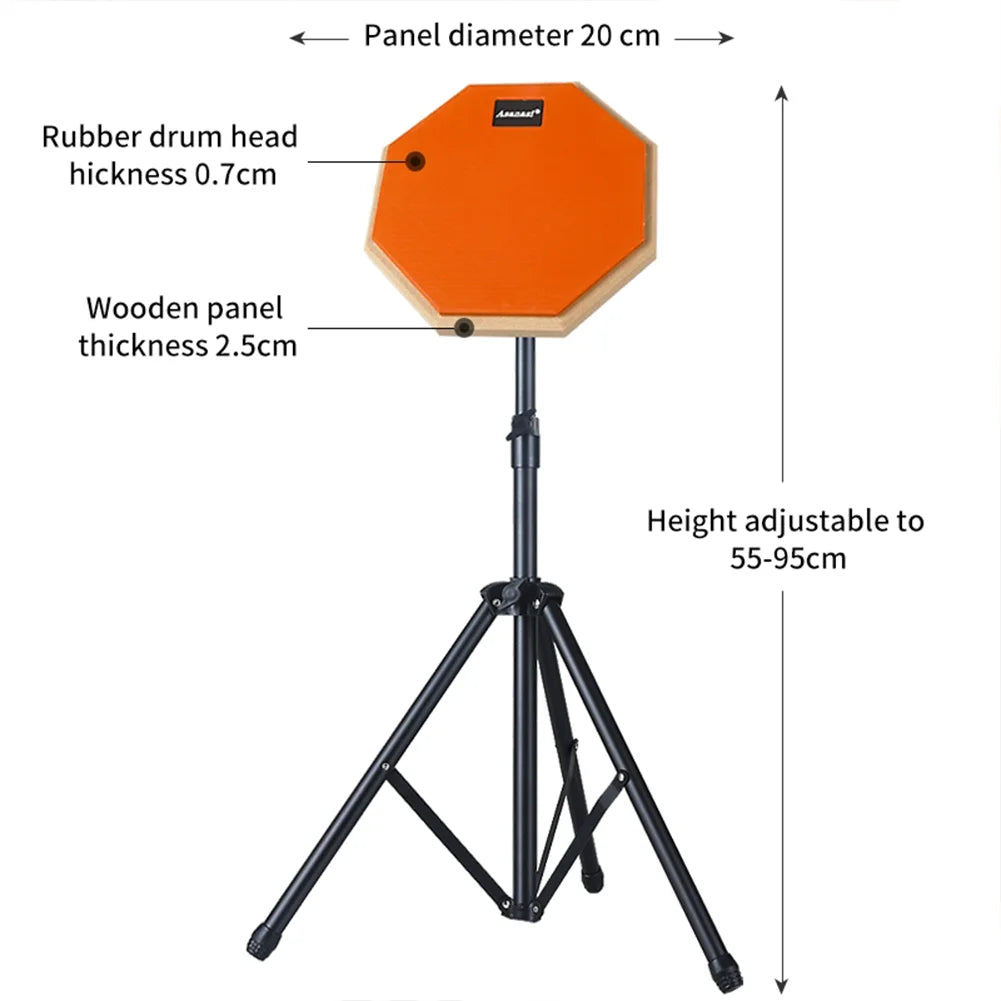 8-Inch (20 cm) Practice Drum Pad Set with Adjustable Stand Drum Sticks Carrying Bag Silent Snare Pad for Beginners