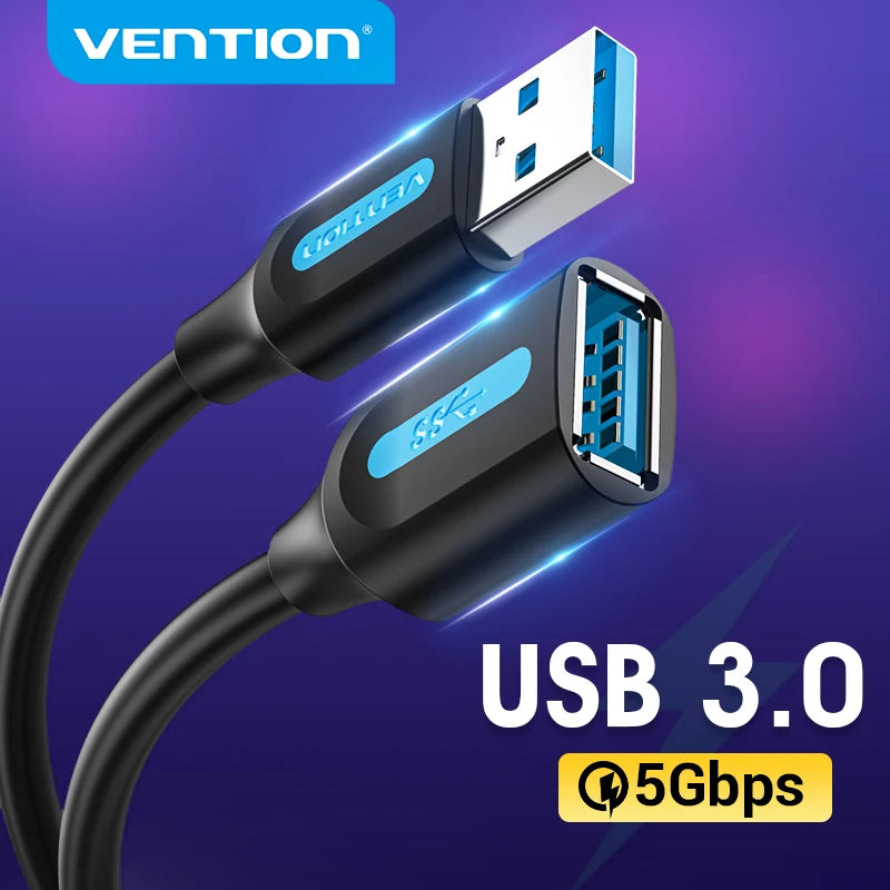 USB 3.0 Extension Cable (Male to Female) – 5Gbps High-Speed USB-A Data & Charging Cord for Smart TV, PS4, Xbox One, PC, Printers