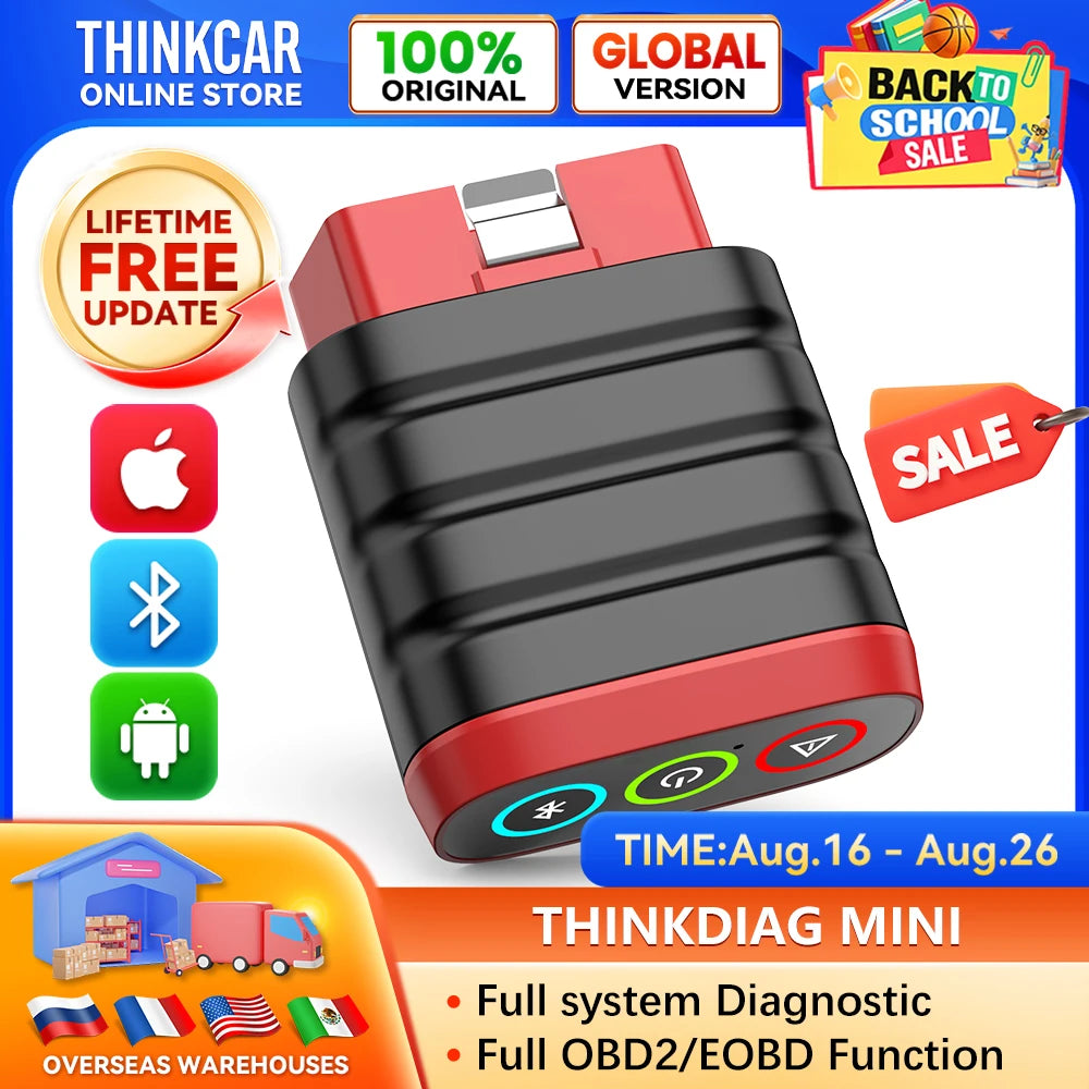 Mini OBD2 Bluetooth Car Diagnostic Scanner - Full-System Code Reader, Lifetime Free All-Car Diagnostics