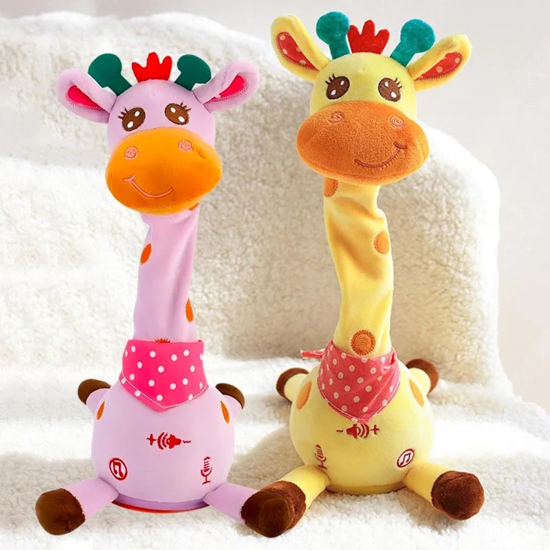 Dancing Talking Giraffe Plush Toy Repeats What You Say, 10 Songs, Adjustable Volume, Musical Glowing Light, 31–50 cm (12.2–19.7 in)