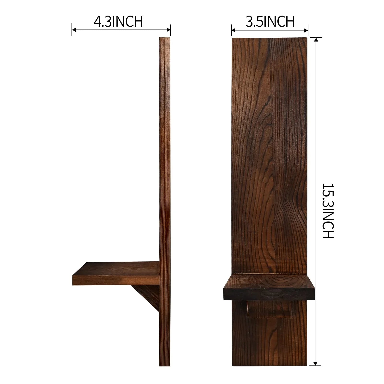 Set of 2 Wooden Wall Candle Sconces 15 in x 3.5 in x 4.3 in (38.1 x 8.9 x 10.9 cm) Rustic Wall-Mount Pillar Candle Holders
