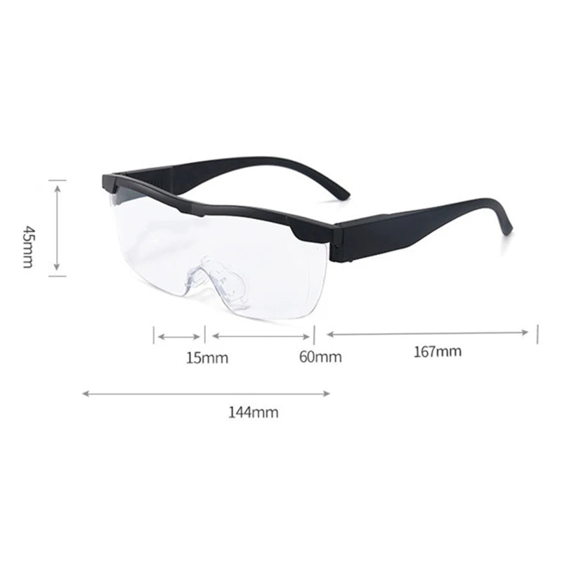 Hands-Free LED Lighted Magnifying Eyeglasses 2.5X — 2 LED Reading & Hobby Magnifier (Lens 5.7 in / 144 mm)