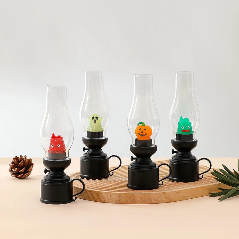 Calcifer Flameless LED Night Light Cartoon Kerosene Lamp Retro Decorative Bedside Candle