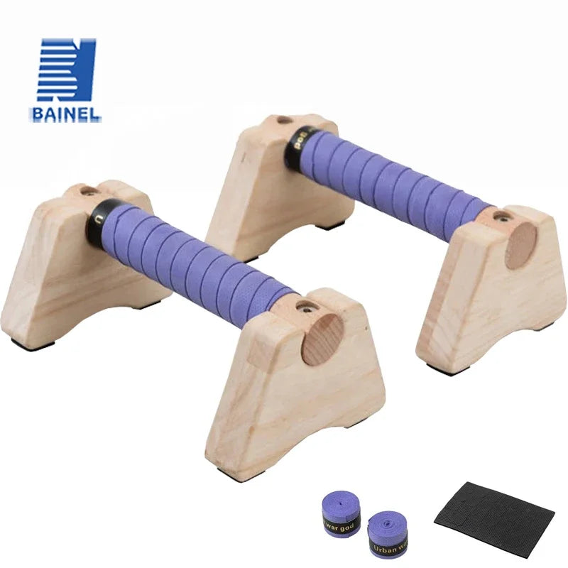 2-Pack Wooden Push-Up Stands — Non-Slip Beech Parallettes for Calisthenics & Home Fitness