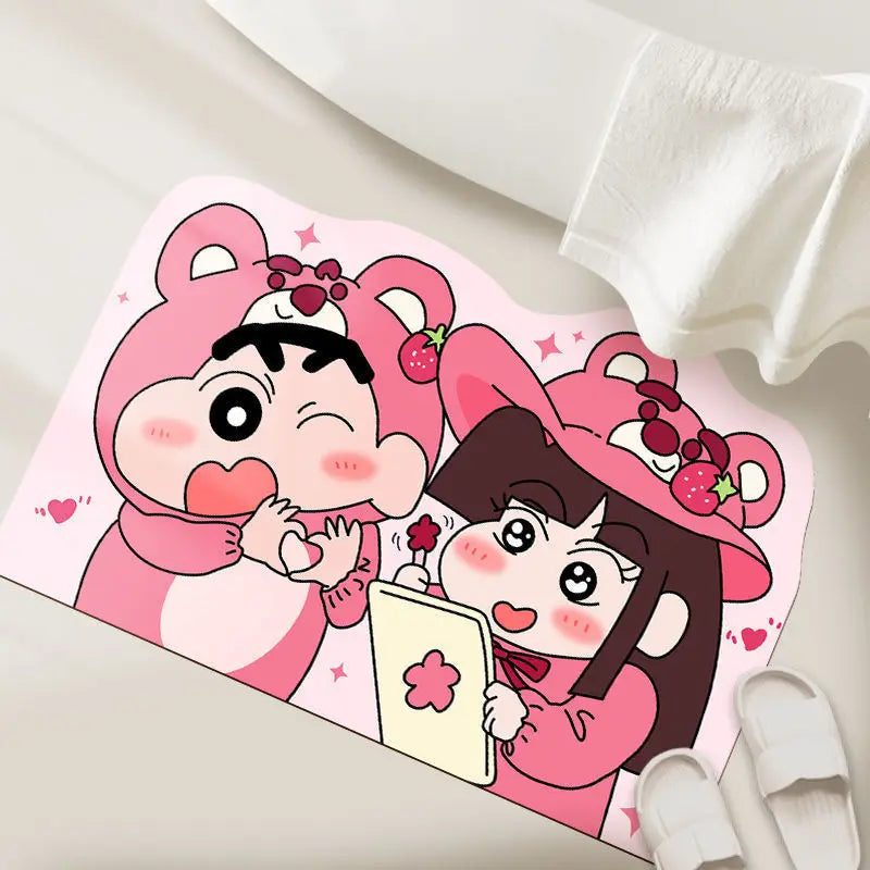 Quick-Drying Absorbent Bath Mat – Soft Cartoon Anime Bathroom Rug, Water-Absorbent Home Gift