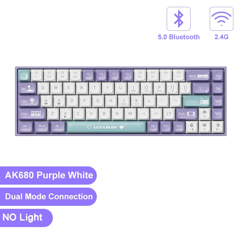 68-Key Compact Mechanical Gaming Keyboard — Hot-Swap ABS Keycaps, Wired / 2.4G Wireless / Bluetooth