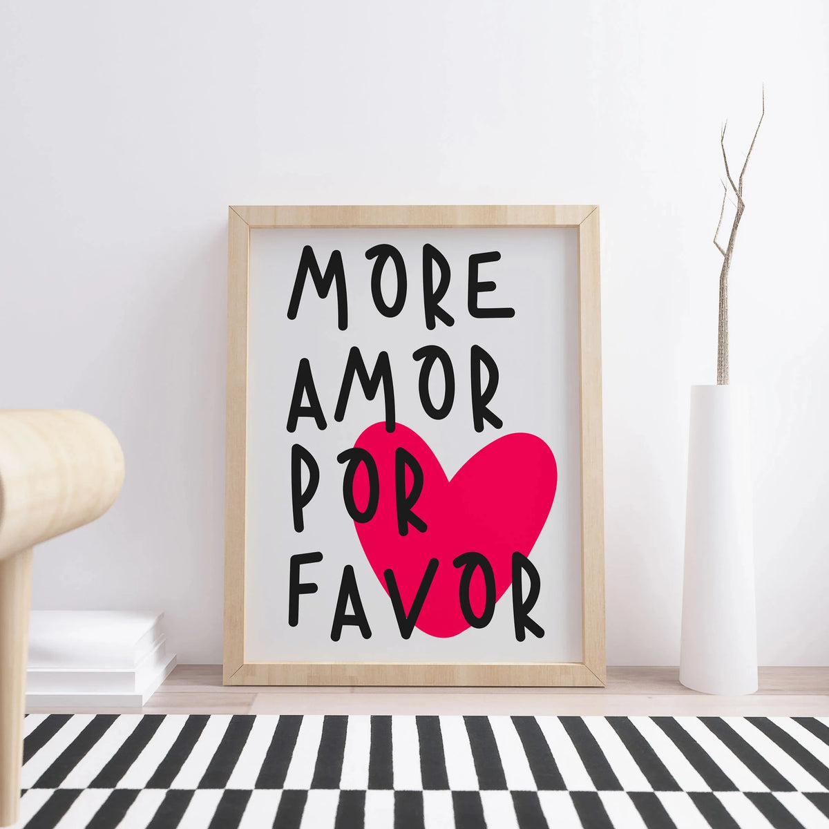 1pc Frameless Love Quote Canvas Wall Art - Pink & Blue Abstract Modern Home Decor