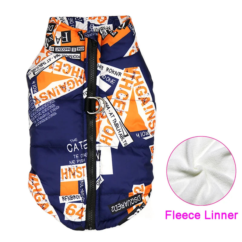 Waterproof Padded Dog Vest Jacket Zipper Puffer Coat for Small, Medium & Large Dogs Pug Chihuahua French Bulldog