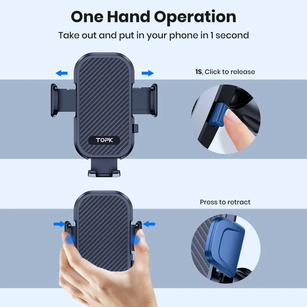 Universal Car Air Vent Phone Mount – Hands-Free Clamp Holder for 4–7 in (10–18 cm) Smartphones, 360° Rotating