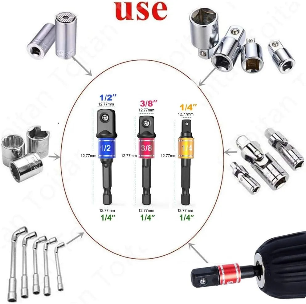 Impact-Grade 105° Angle Socket Adapter Right Angle Drill Driver Extension Screwdriver Bit Holder
