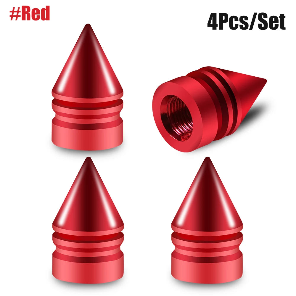 4-Pack Aluminum Tire Valve Caps Rocket Grenade Style Universal Valve Stem Covers for Car Truck Motorcycle Bike