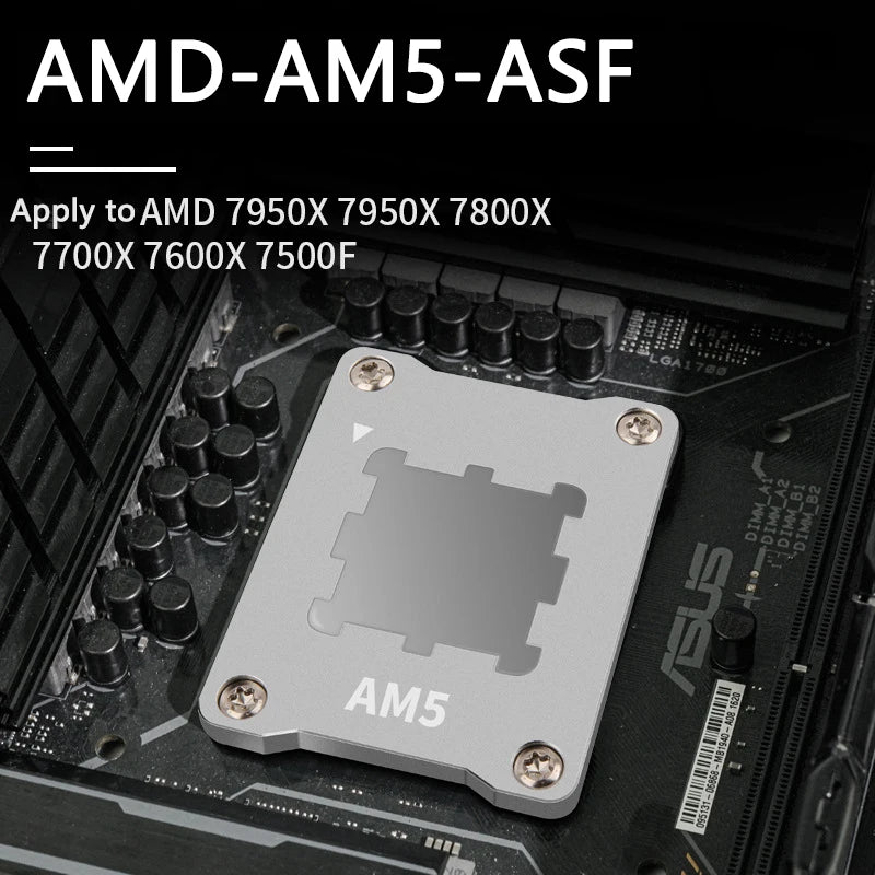Aluminum AM5 CPU Anti-Bend Bracket - Universal AMD Socket Retention Holder with Screws & Tool