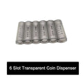 Portable 6-Slot Euro Coin Dispenser - Coin Holder with Spring for Cashiers, Waiters & Drivers