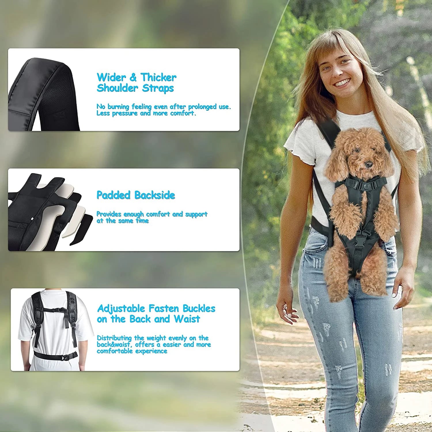 Hands-Free Breathable Pet Carrier Backpack Front & Back Dog Cat Carrier for Small Pets Under 30 lbs (13.6 kg)