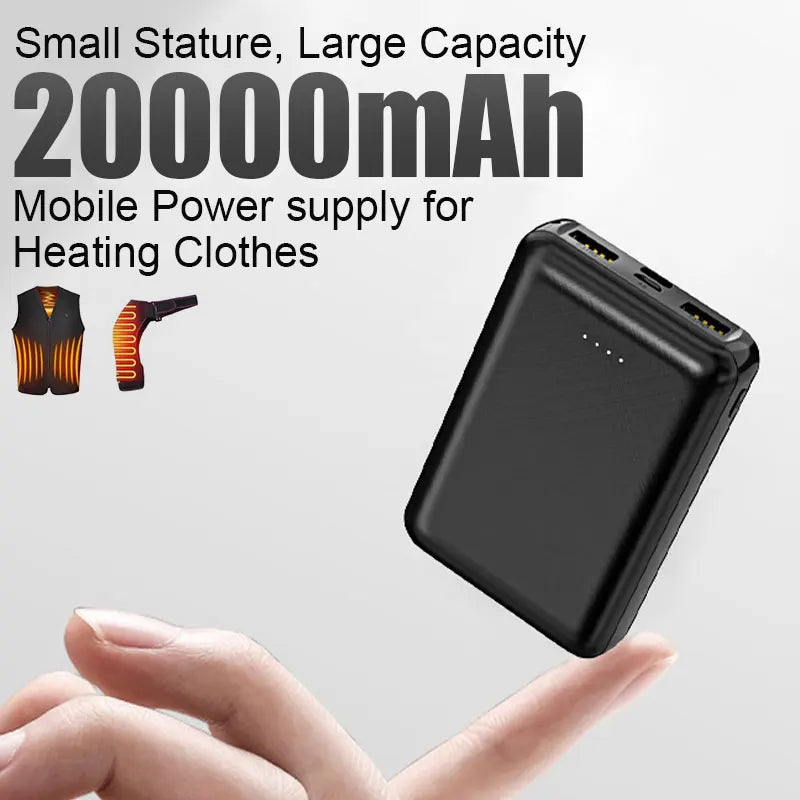 20000mAh Portable Power Bank - 10W USB-C Fast Charger with LED for Heated Vests, Scarves, Socks & Gloves