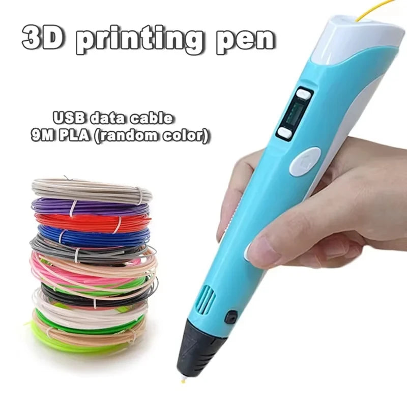 USB Rechargeable 3D Printing Pen with 9M (29.5 ft) PLA Filament — 0.7mm Nozzle, 180–220°C Adjustable Creative 3D Drawing Pen Gift