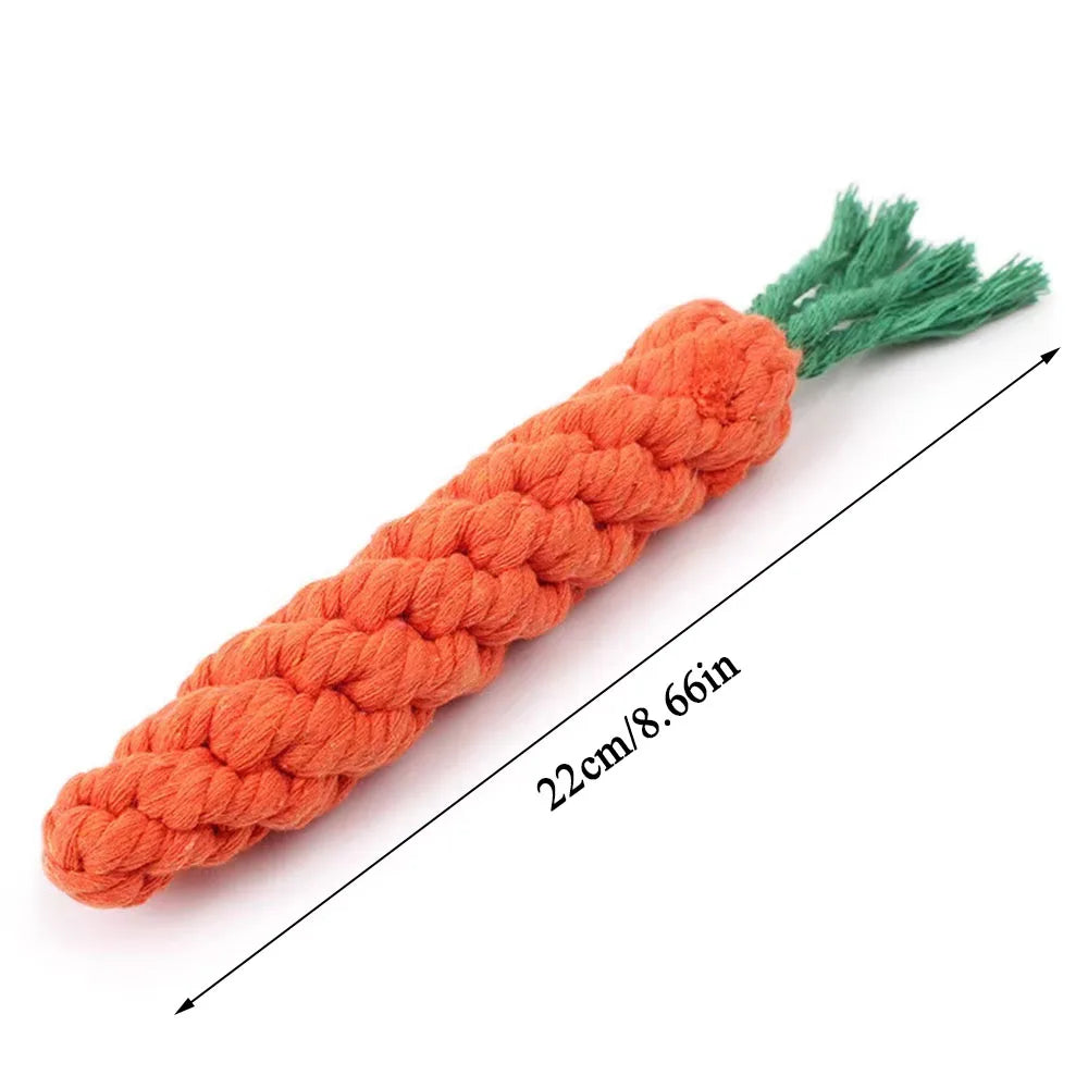 Carrot Rope Dog Toy 1-Pack – Durable Braided Cotton Chew Toy for Puppies & Dogs, 8.7 in (22 cm) Teeth Cleaning