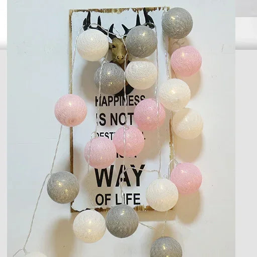 20 LED Cotton Ball String Lights 3.0m (9.8ft) Battery Operated Fairy Lights for Indoor Outdoor Wedding Christmas Patio Garden