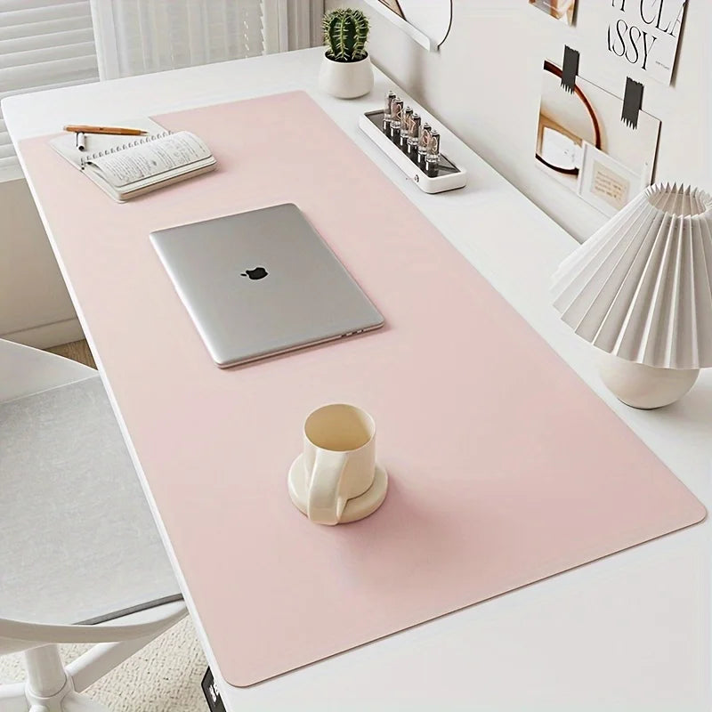 Large Waterproof Faux Leather Desk Mat - Non-Slip Mouse Pad & Keyboard Protector