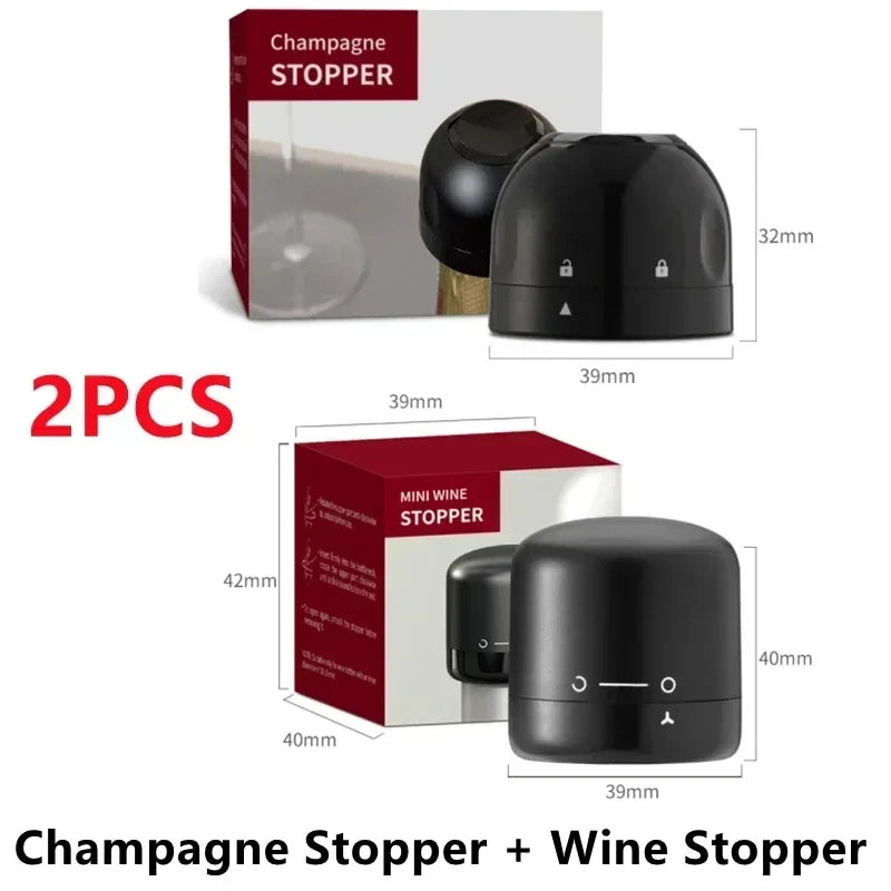 Reusable Wine Bottle Stopper – Silicone & ABS Champagne Sealer, 1 or 2-Pack Airtight Cap for Sparkling Wine, Beer & Soda