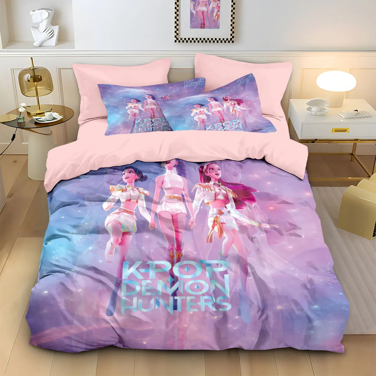 Anime Demon Hunter Zoey Mira Duvet Cover Set 3D Print Bedding for Girls Kids Teens Adults Single Double King