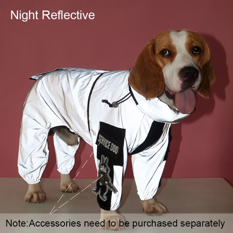 Reflective Waterproof Dog Raincoat with Hood – Sunscreen Pet Jacket for Medium to 5XL Dogs (Back 11.8–28.7 in / 30–73 cm)