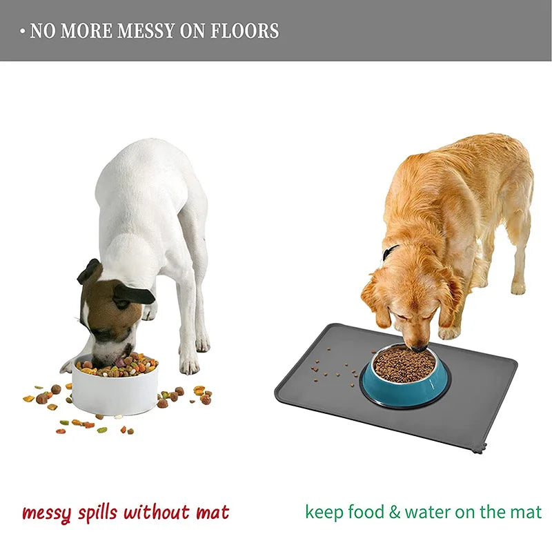 Silicone Pet Feeding Mat 48 x 30 cm (18.9 x 11.8 in) - Non-Slip Waterproof Bowl Placemat for Dogs & Cats, Easy-Clean Feeding Pad