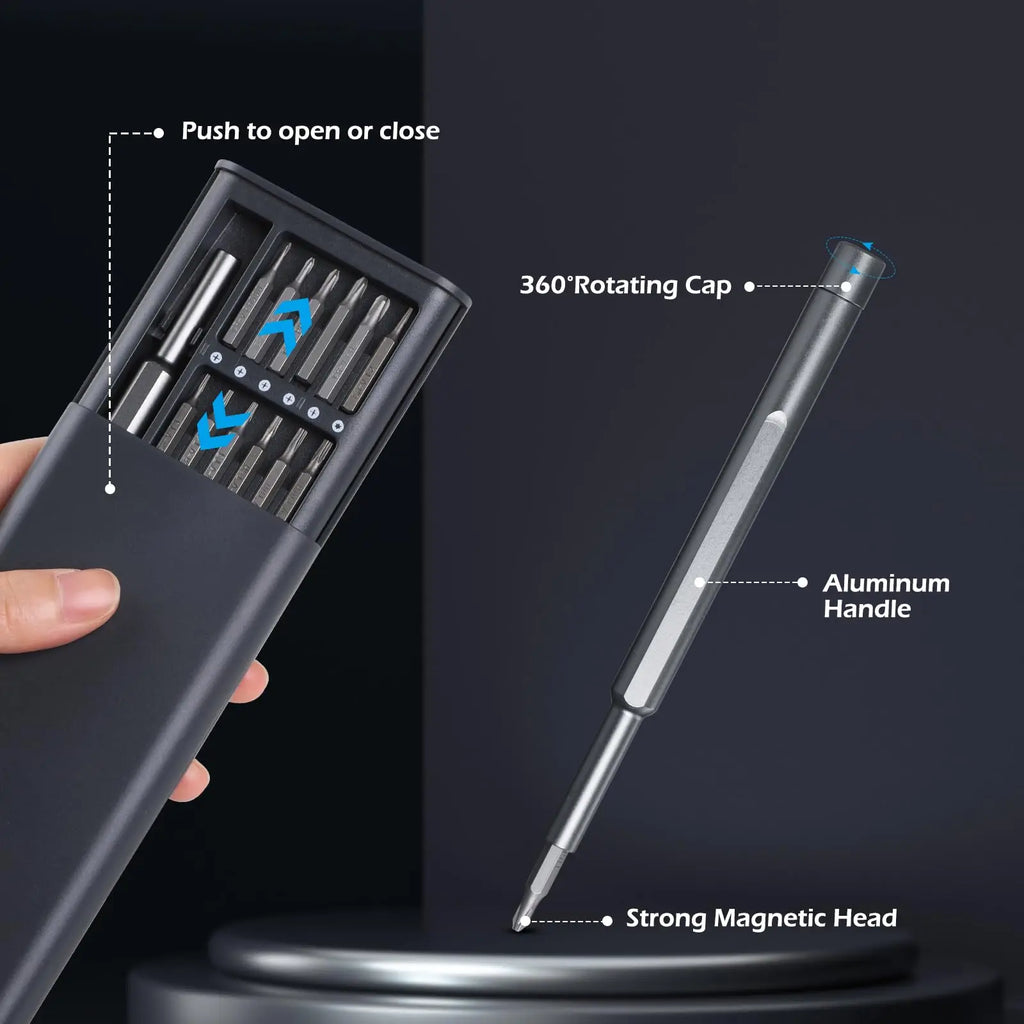 25-in-1 Precision Magnetic Screwdriver Kit - S2 Bits for iPhone, PC, Laptop, Watch, Camera, Glasses
