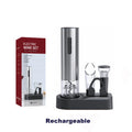 Automatic Electric Wine Bottle Opener 4-in-1 – Battery-Powered Corkscrew with Foil Cutter, Wine Pourer & Vacuum Stopper with Storage Base