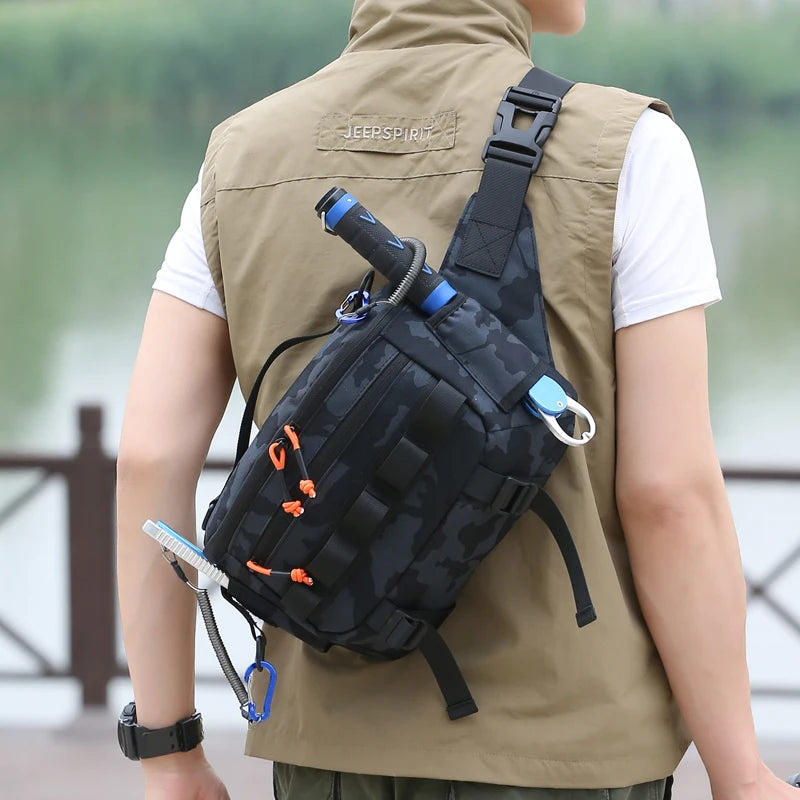Tactical Waterproof Chest Waist Bag - Fishing & Outdoor Molle Crossbody Pack 30 x 11 x 20 cm (11.8 x 4.3 x 7.9 in)