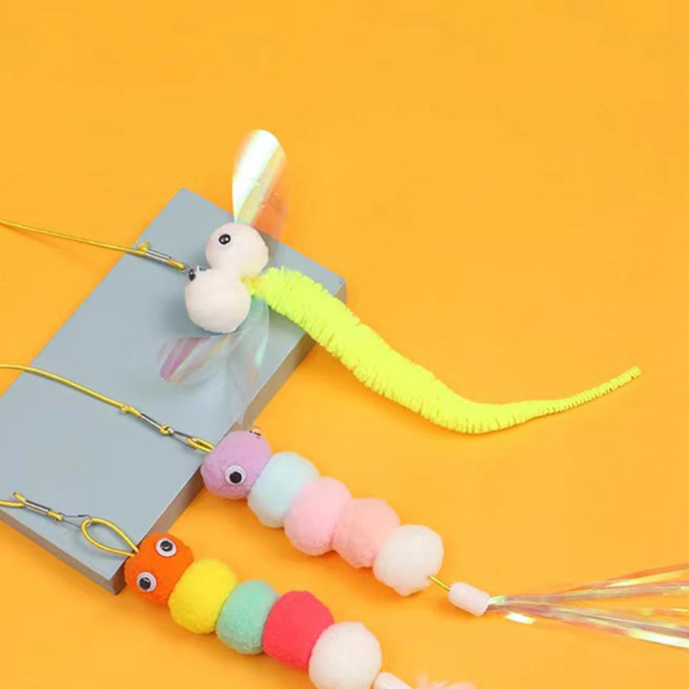 Adjustable Hanging Feather Cat Toy for Door – Elastic Rope Interactive Teaser for Cats & Small Dogs 10–65 in (25–165 cm)