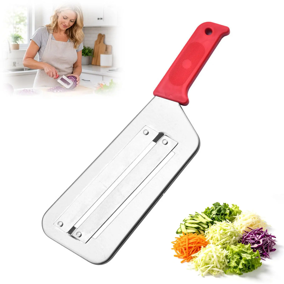 Stainless Steel Dual-Blade Handheld Vegetable Slicer Cabbage Shredder for Salad