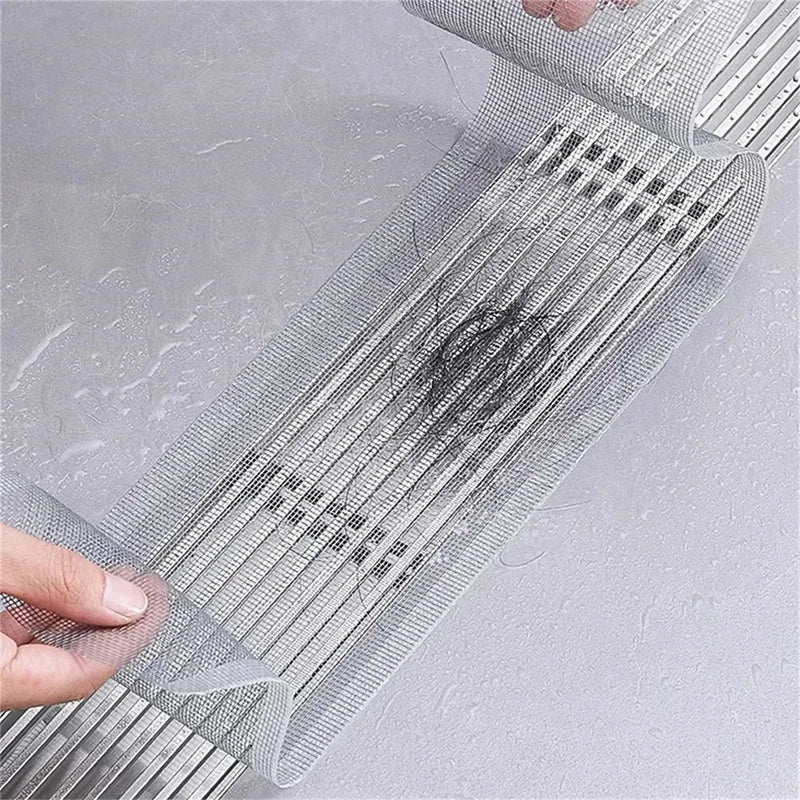 Cuttable Self-Adhesive Drain Hair Catcher – Disposable Mesh Filter for Shower, Bath & Kitchen (Cut-to-Fit, Multi-Pack)