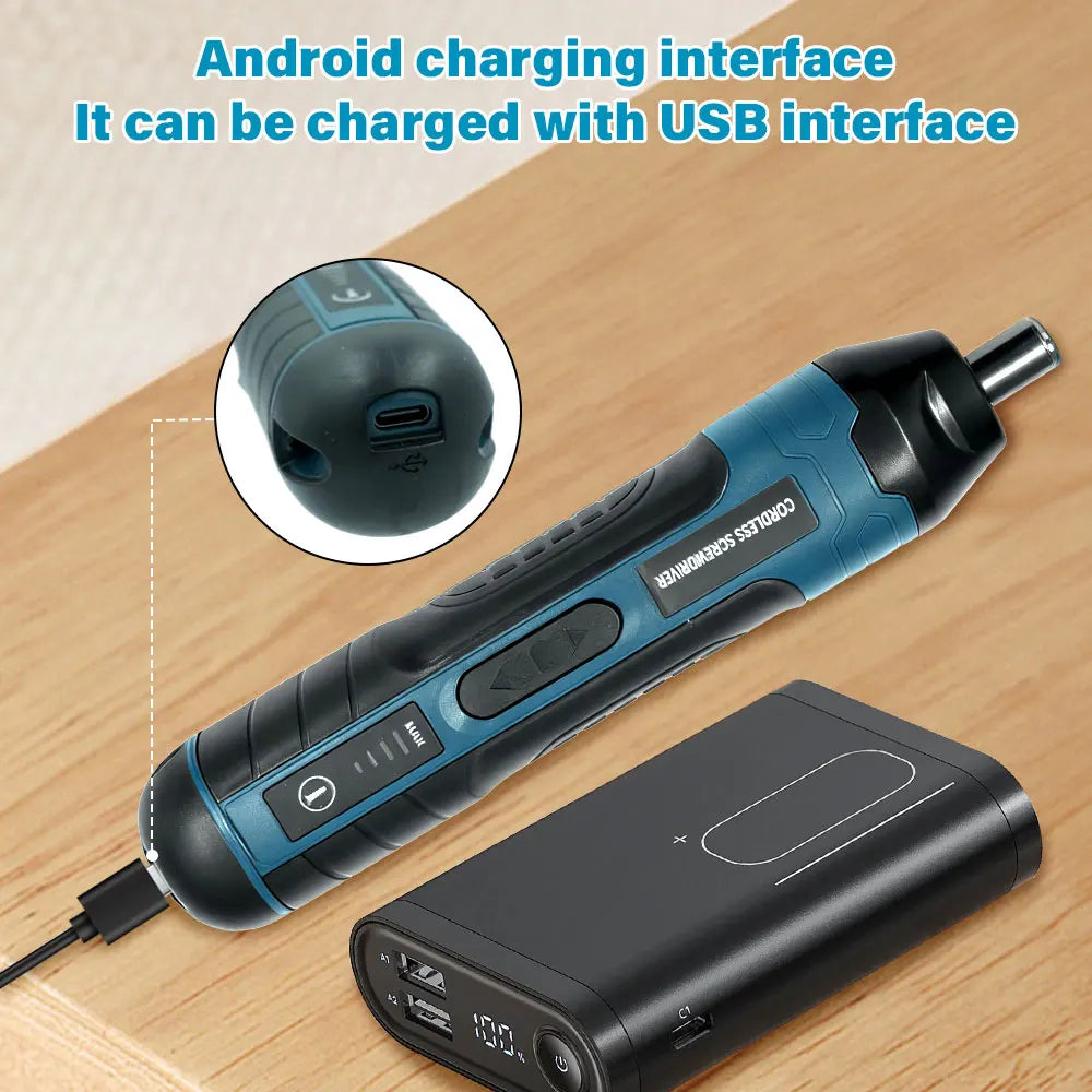 Rechargeable Cordless Electric Screwdriver Set 3.6V 1300mAh — 4 Torque Settings, LED, USB Charging