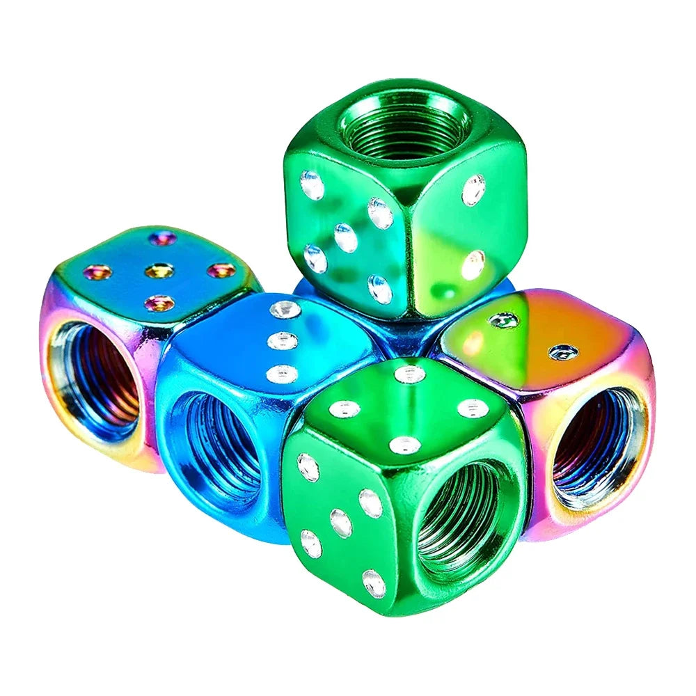 2/8-Pack Aluminum Dice Tire Valve Caps, Universal Wheel Stem Air Valve Covers for Car Truck Motorcycle Bike