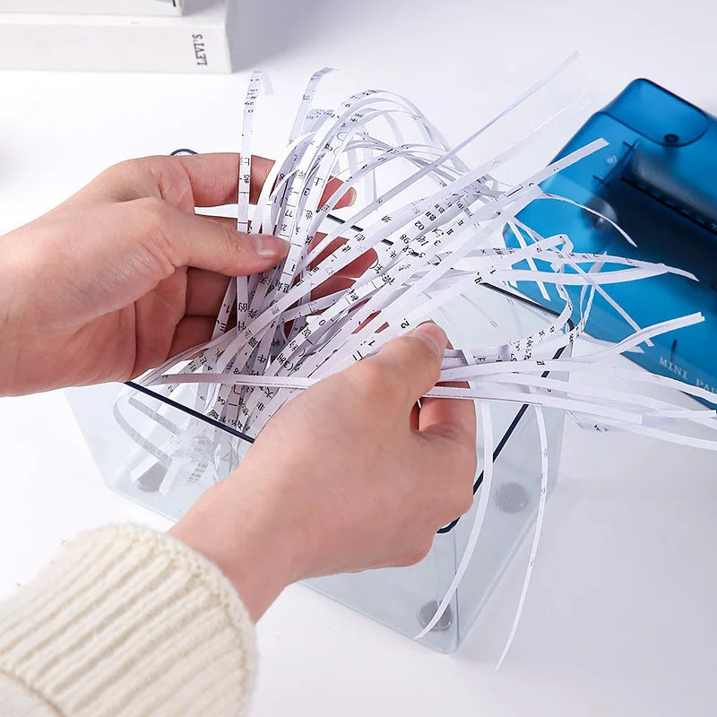 A6 Mini Manual Paper Shredder Hand-Crank Desktop Strip-Cut Office Document Shredder