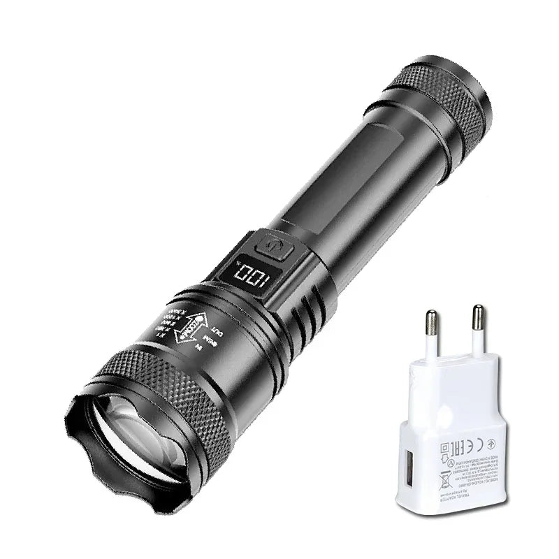 Super Bright USB Rechargeable Tactical Flashlight 1,600,000 LM - Long-Range Waterproof LED Torch for Camping & Fishing