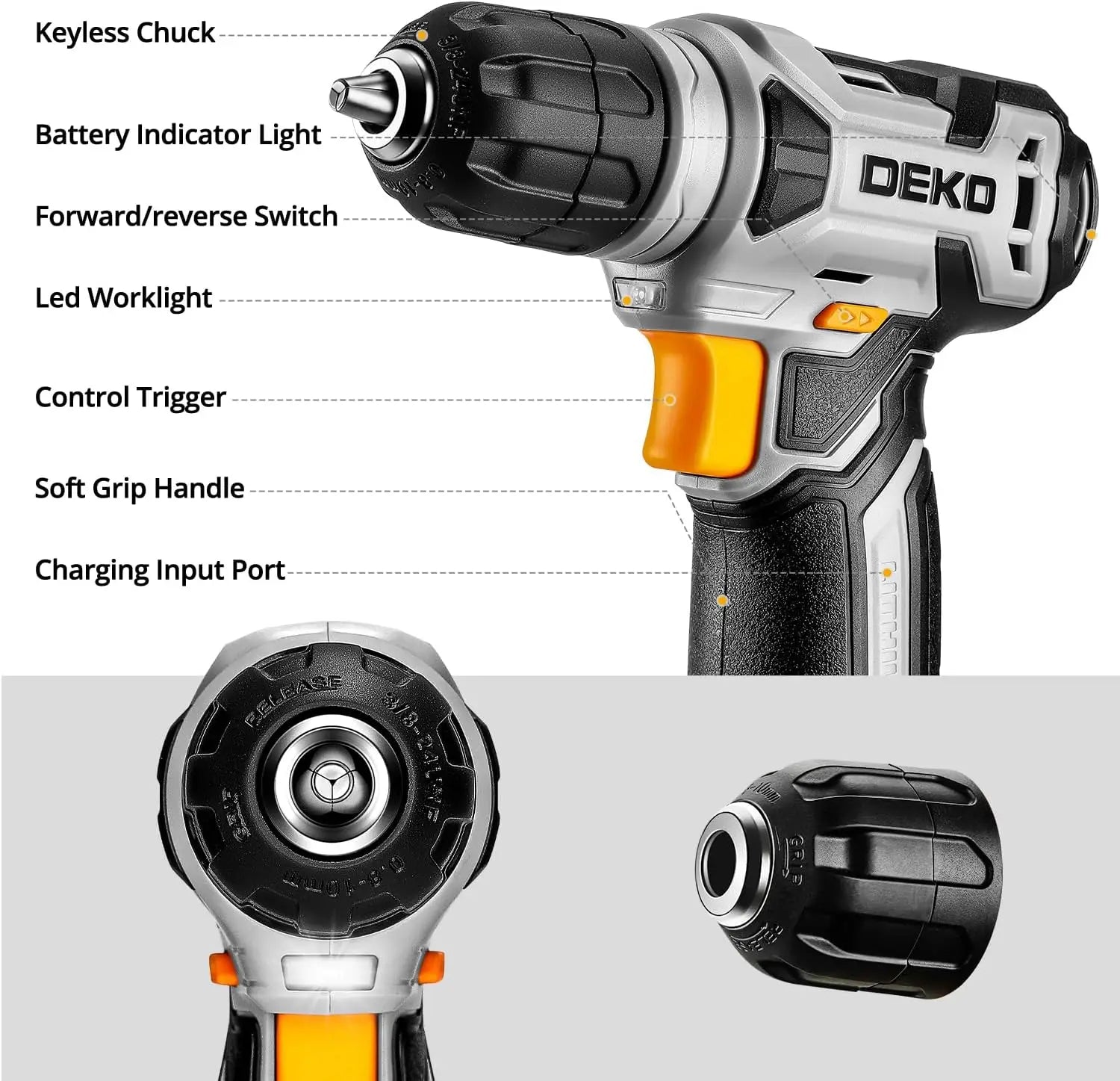 126-Piece Cordless Power Tool Combo Kit with 8V Drill, 10mm (3/8 in) Keyless Chuck — Home DIY Tool Set