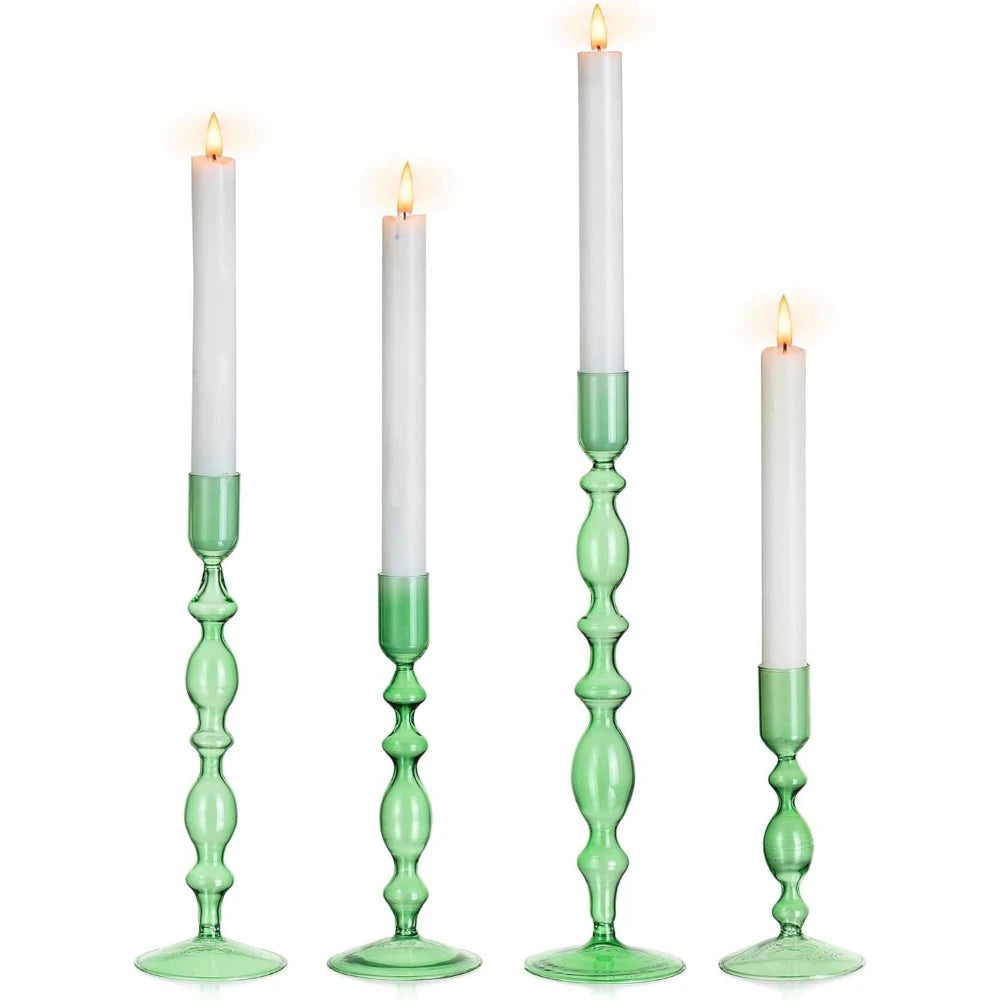 3-Piece Glass Taper Candle Holders and Flower Vases for Wedding Table Centerpiece