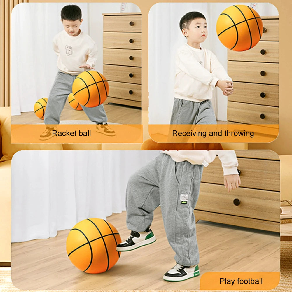 Kids Silent Foam Basketball - Indoor Squeezable Bounce Ball (No.3 / No.5 / No.7, 7–9.5 in | 18–24 cm)