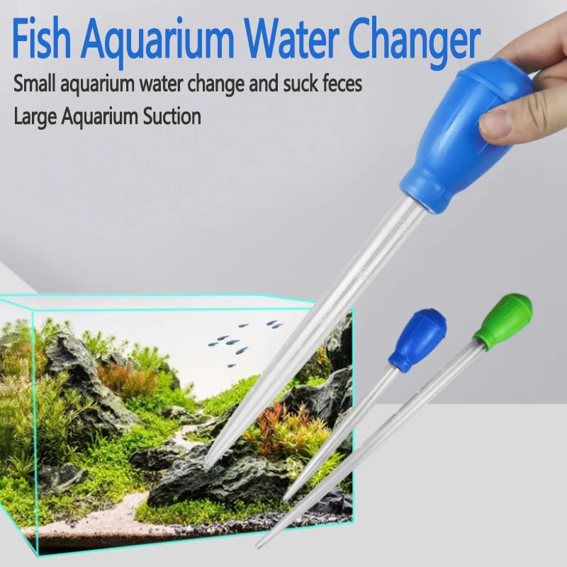Extendable Aquarium Siphon & Pipette Cleaner - Fish Tank Vacuum Water Changer, Silicone Plastic, 11.4 in (29 cm) & 18.1 in (46 cm)
