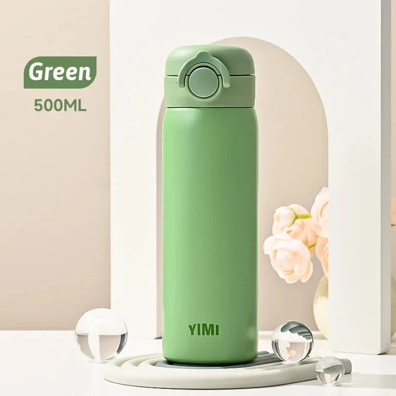 500ml (16.9 oz) 316 Stainless Steel Vacuum Insulated Thermos Bottle, Leakproof Travel Tumbler with One-Hand Push Lid