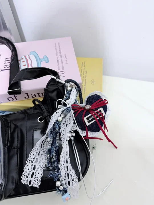 Harajuku Transparent Ita Shoulder Bag with Bow Accent – Korean Preppy School Crossbody Purse, Adjustable Strap