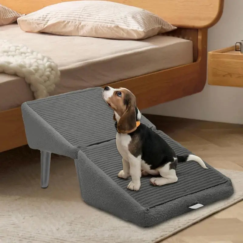 Foldable Dog Ramp & Stairs for Bed Anti-Slip Pet Ramp Puppy Ladder Convertible Footstool for Dogs and Cats