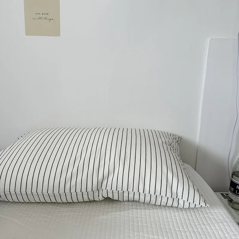 Soft Washed Cotton Striped Pillowcase - Single Pillow Cover 19 x 29 in (48 x 74 cm)