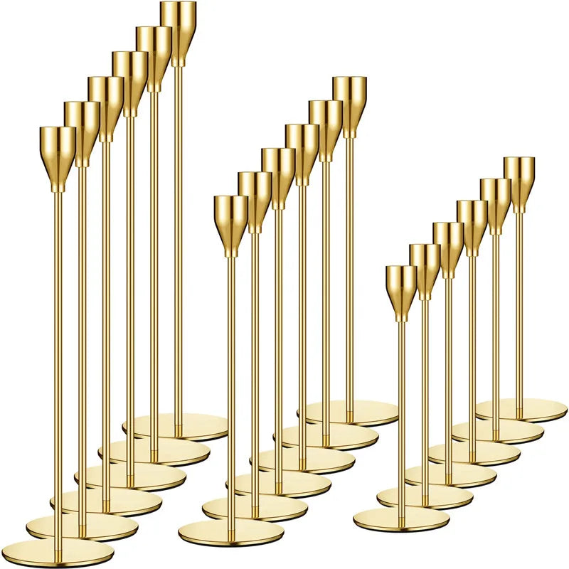 3-Piece Metal Candle Holder Set – European Modern Tabletop Candlesticks for Wedding, Party & Home Decor (24/29/34 cm | 9.4/11.4/13.4 in)