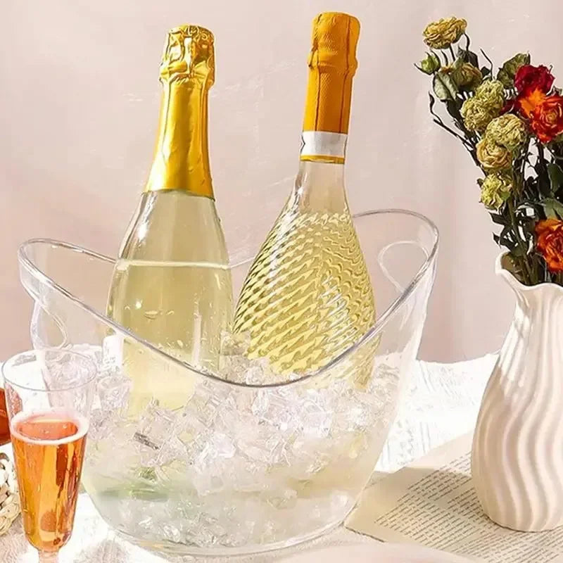4L (4.23 qt) Clear Ice Bucket with Handle – Large Champagne & Wine Chiller for Bar & Parties